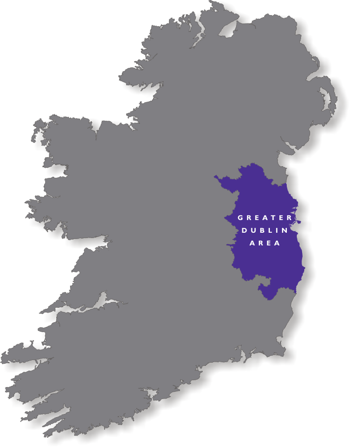map Map of Ireland with Greater Dublin Area highlighted