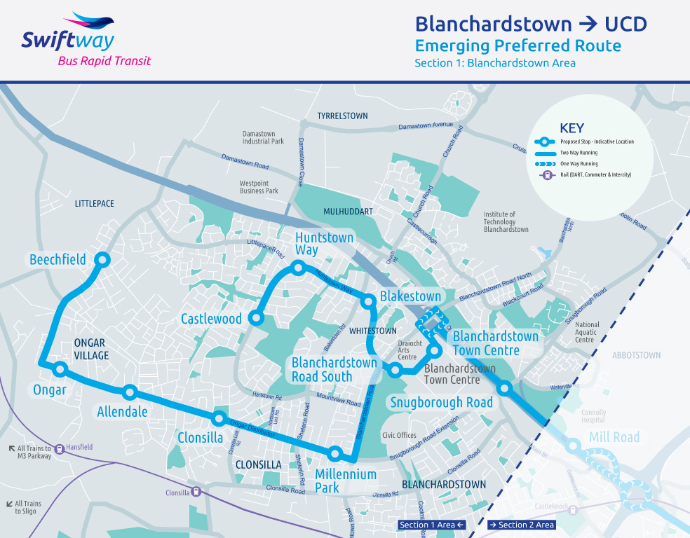 Blanchardstown To UCD Maps   EPR   Section 111 