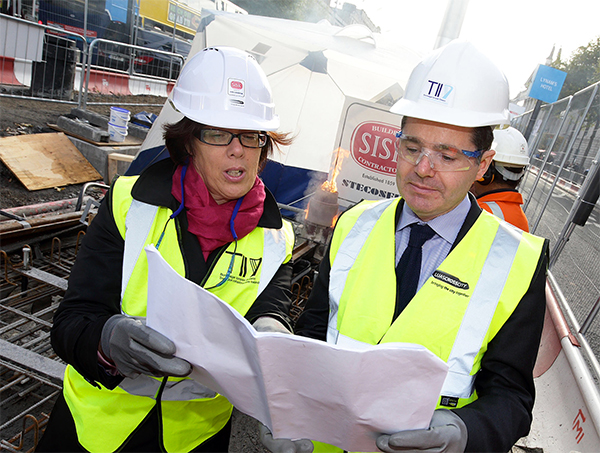 Anne Graham, CEO of the National Transport Authority with Minister Paschal Donohoe TD