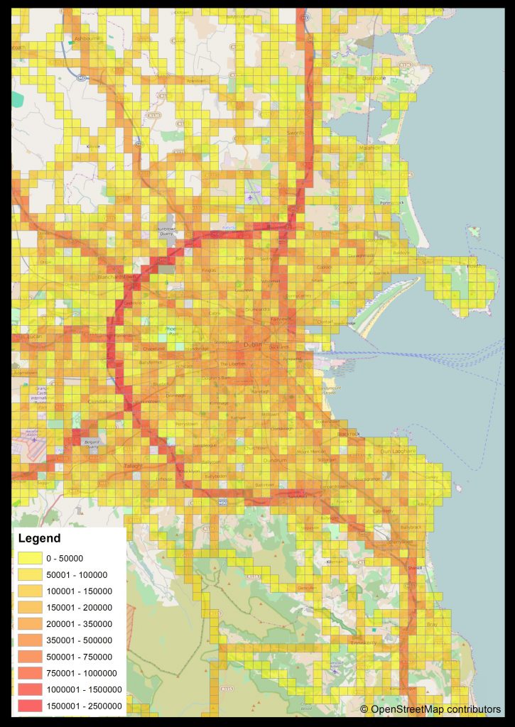 Figure of annual CO2 Emissions (kg) in the East Regional Model.