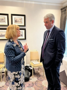 Wendy Thompson with Oireachtas Committee member at meeting of Public Accounts on 2nd May 2024