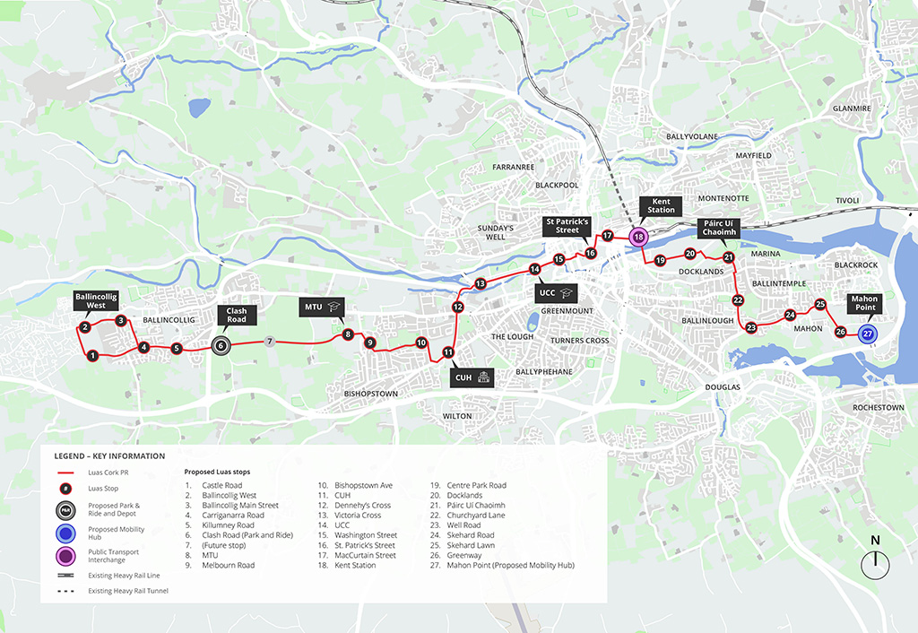 Luas Cork Preferred Route Map Cork city 2026 1024x706