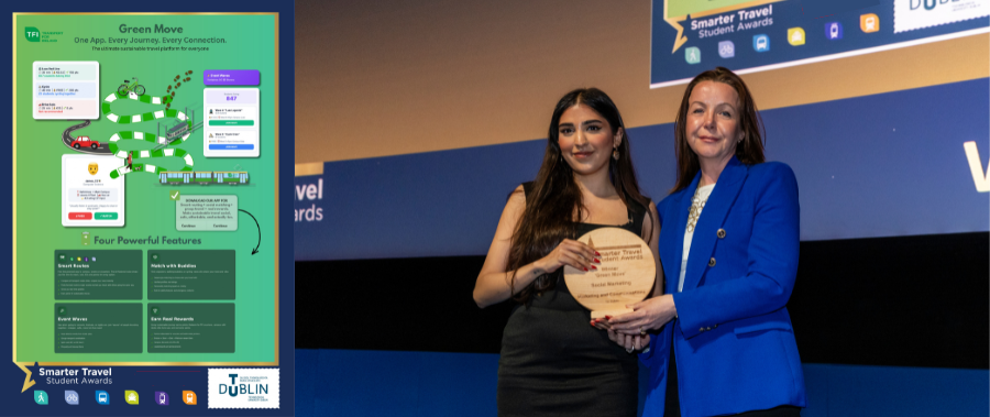 2026 Smarter Travel Student Awards winner being presented their award