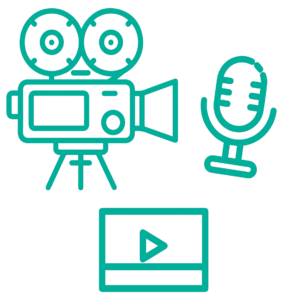 Camcorder, microphone and video icons